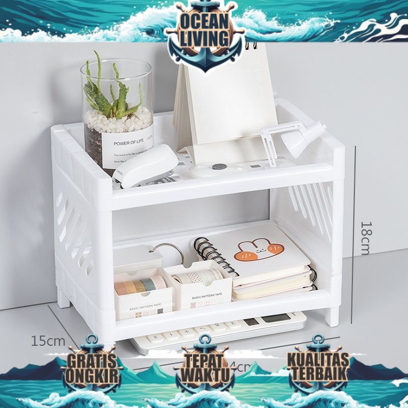 Rak Serbaguna Portable Meja Kosmetik Mini/Rak Meja Kecil Multifungsi/ Rak Dapur Rak Kamar Mandi - OC