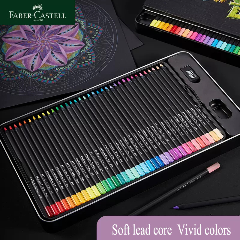 

Faber Castell Black Edition 24/48/72 Oil Color Pencil Black Wood Soft Colored Pencil Kits For Color Drawing Pencil Art Supplies
