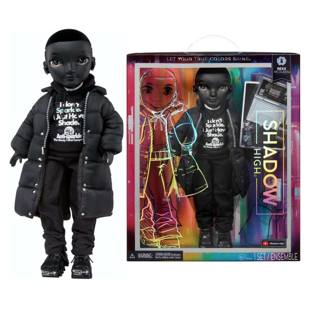 Rainbow High Shadow High Rexx McQueen- Black Color Fashion Doll Great Gift for Kids 4-12 Years Old &