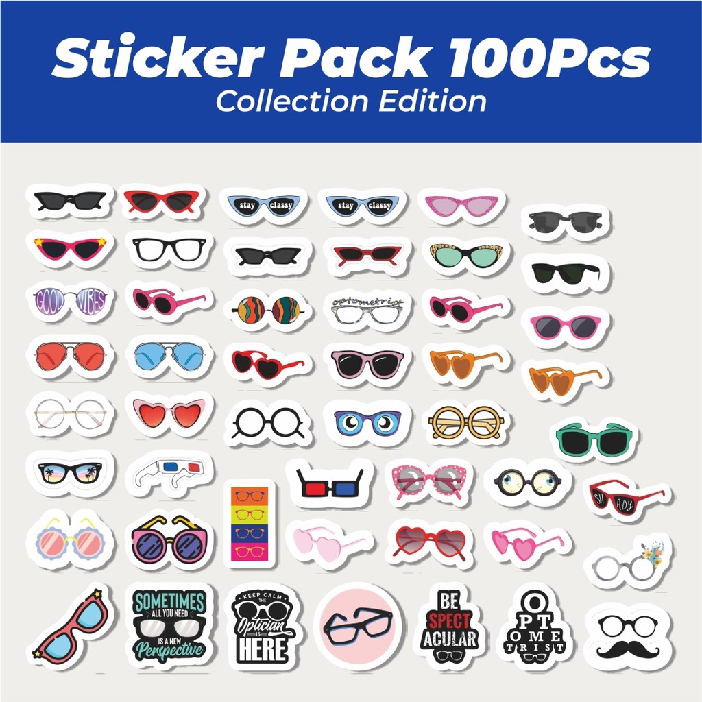 

Hot Stiker Kacamata Lucu Anti Air Stikers Berperekat Waterproof Sticker Decal Buat Motor Helm Buku Journal Koper Casing HP Laptop Botol Minum