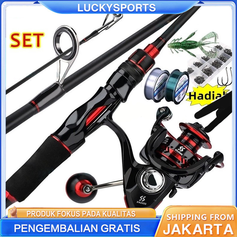 Sougayilang joran pancing 1.8m/2.1m 2 bagian pancing reel 2000 3000 4000 5000 6000 7000 joran spinin