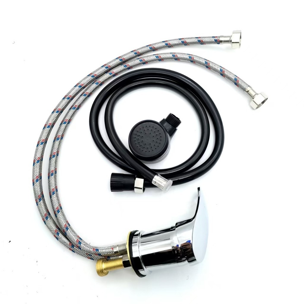 Full Set Kran Salon Panas Dingin Shower Cuci Rambut Salon Kran Shower Stainless Keran Shower Salon