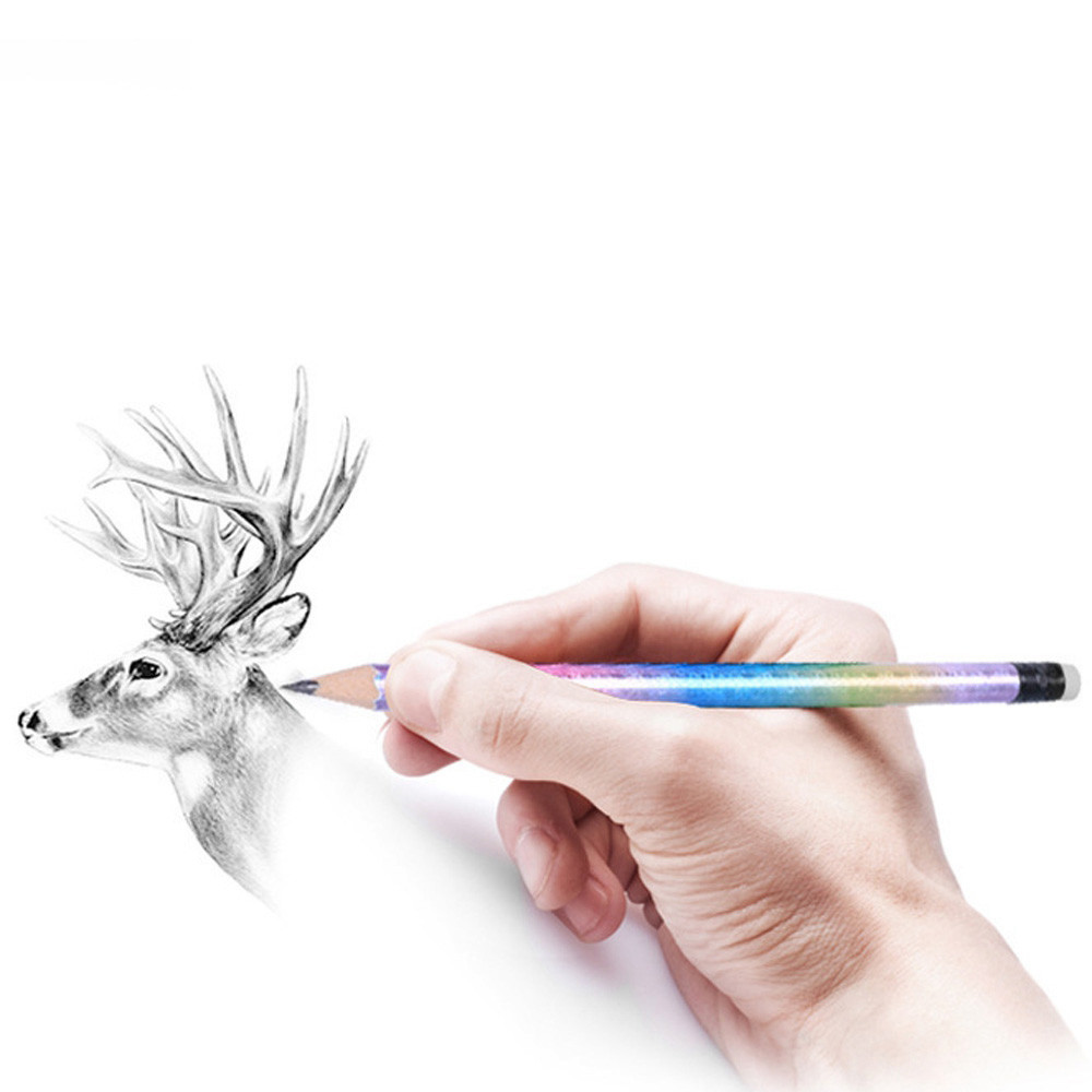 

12PCS Student Fantasy Starry Sky Wooden HB Pencils Kids Sketch Drawing Material Tool School Stationery Supplies