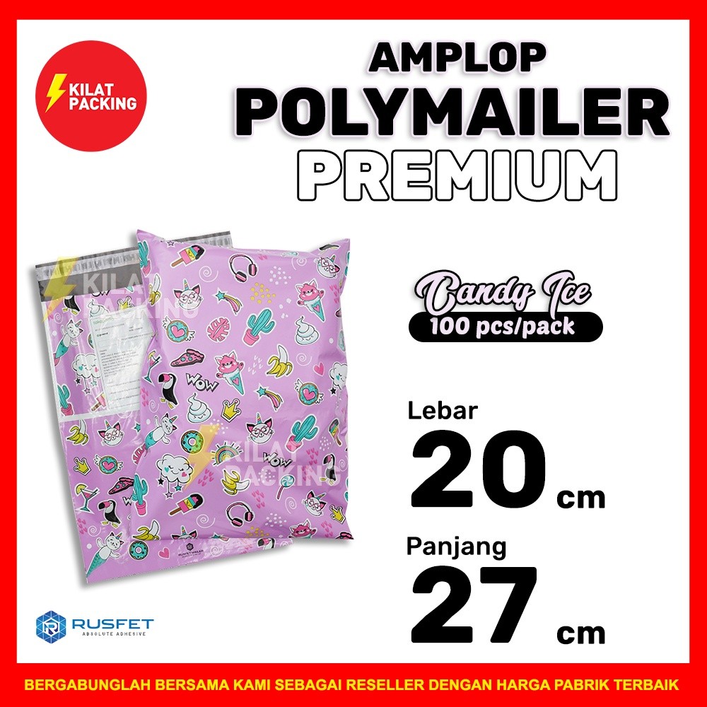 

AMPLOP PLASTIK POLYMAILER CANDY ICE (Uk : 20cm x 27cm )PACK