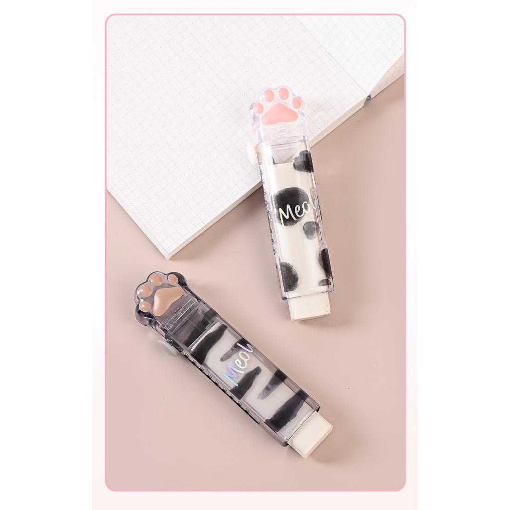

4pcs Cute Cat Paw Sliding Erasers, Retractable Push-Pull Rubber Eraser for Cleaning Student Stationery F3063