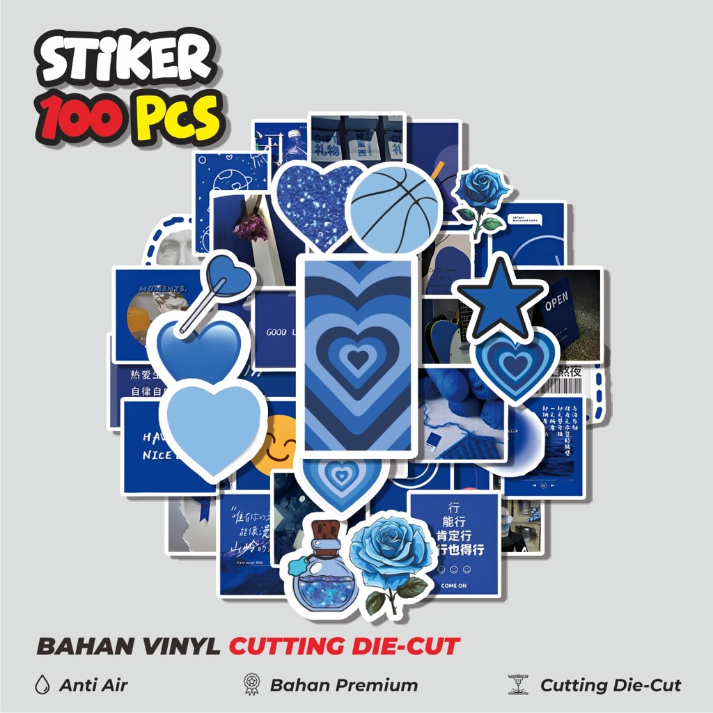 

Terbaru! 50 pcs Stiker INS Cute Blue [Biru Lucu] Dekorasi Lucu Kreatif untuk Notebook, Skateboard, HP
