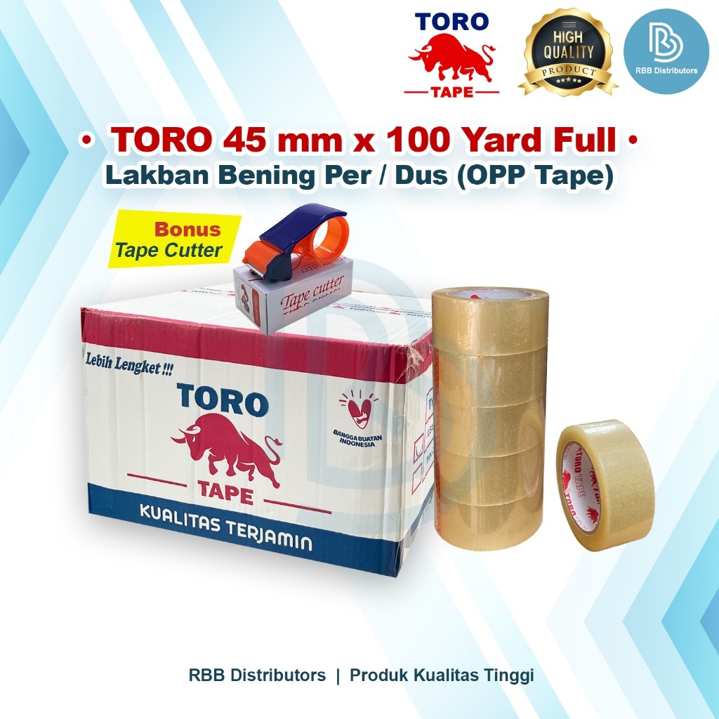 

Lakban Bening Coklat TORO 1 Dus 45 Mm 100 Yard Full Tebal TerCO