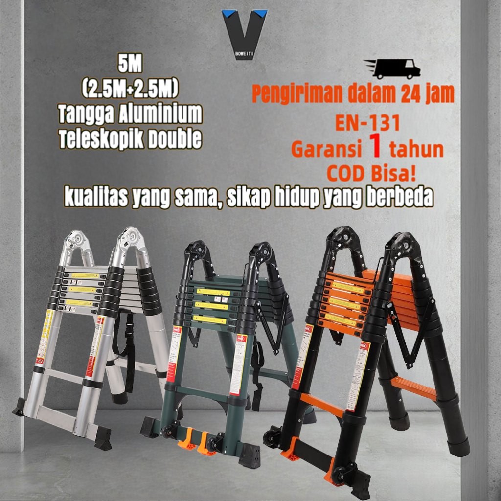 Terlaris Boweiti Tangga Lipat Aluminium Banyak Gaya Kualitas Tinggi Warna Unik Tangga Teleskopik