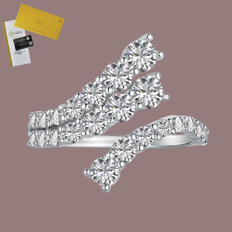 Termasuk Sertifikat GRA Cincin Berlian Penuh Gaya Korea Trendy Eksklusif Cincin Berlian Irregular Mo
