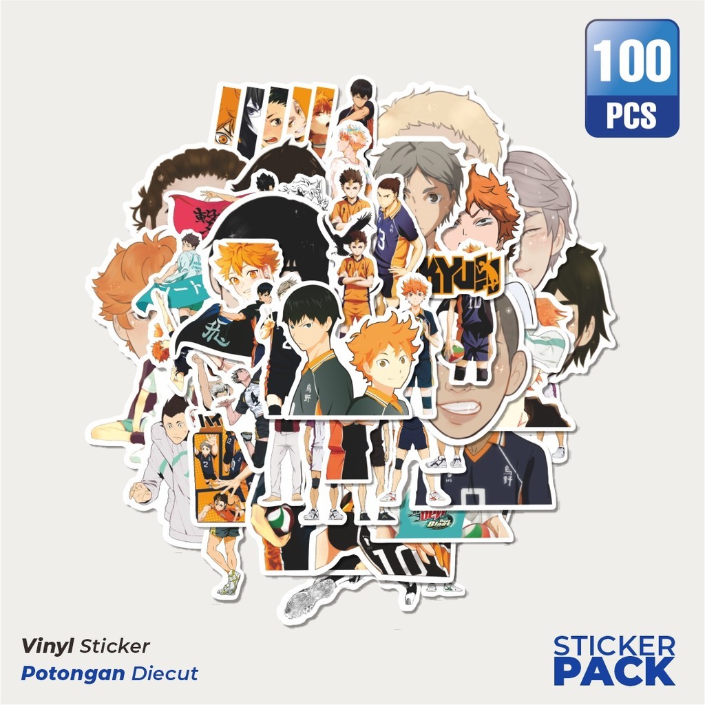 

100 PCS STIKER Anime Haikyuu!! (Volleyball) Waterproof Aesthetic- Untuk Laptop, Motor, dan Helm - Paper Stationery Pack