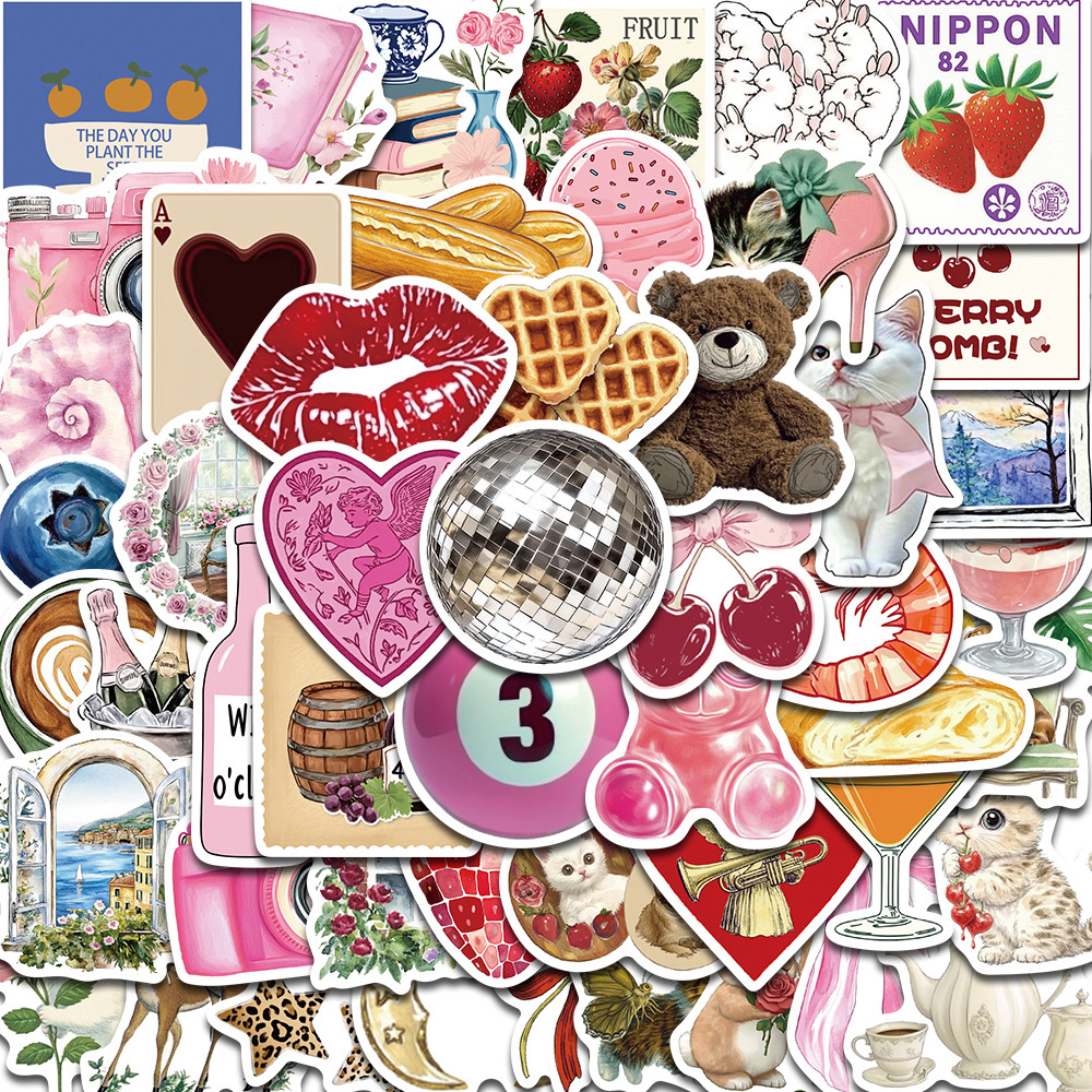 

50PCS Aesthetic Pinterest Sticker Decoration Fashion Harajuku Laptop Luggage Creative Wall Bar Decor Streetwear Creative Sticker