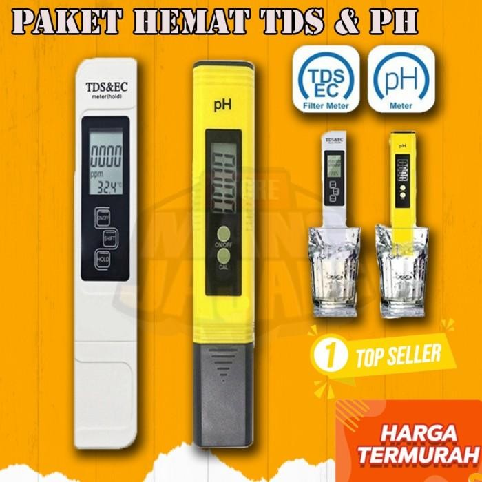 Hot Produk Paket Alat Ukur PH Meter & TDS Tester Digital Hidroponik Akuarium Alat Cek Air dan Minera