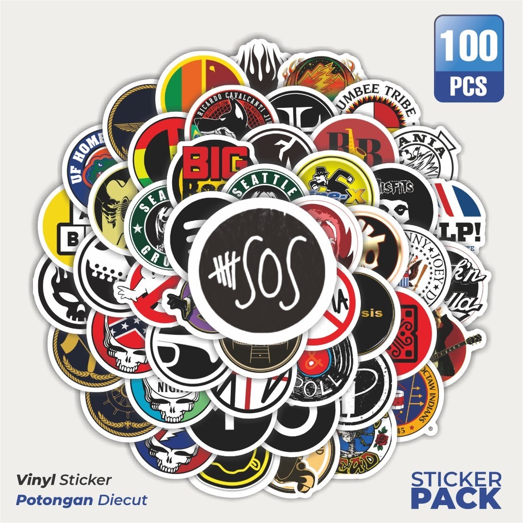 

MURAH 100 PCS Stiker Logo Melingkar Stiker Waterproof Aesthetic- Untuk Laptop, Motor, dan Helm - Paper Stationery Pack