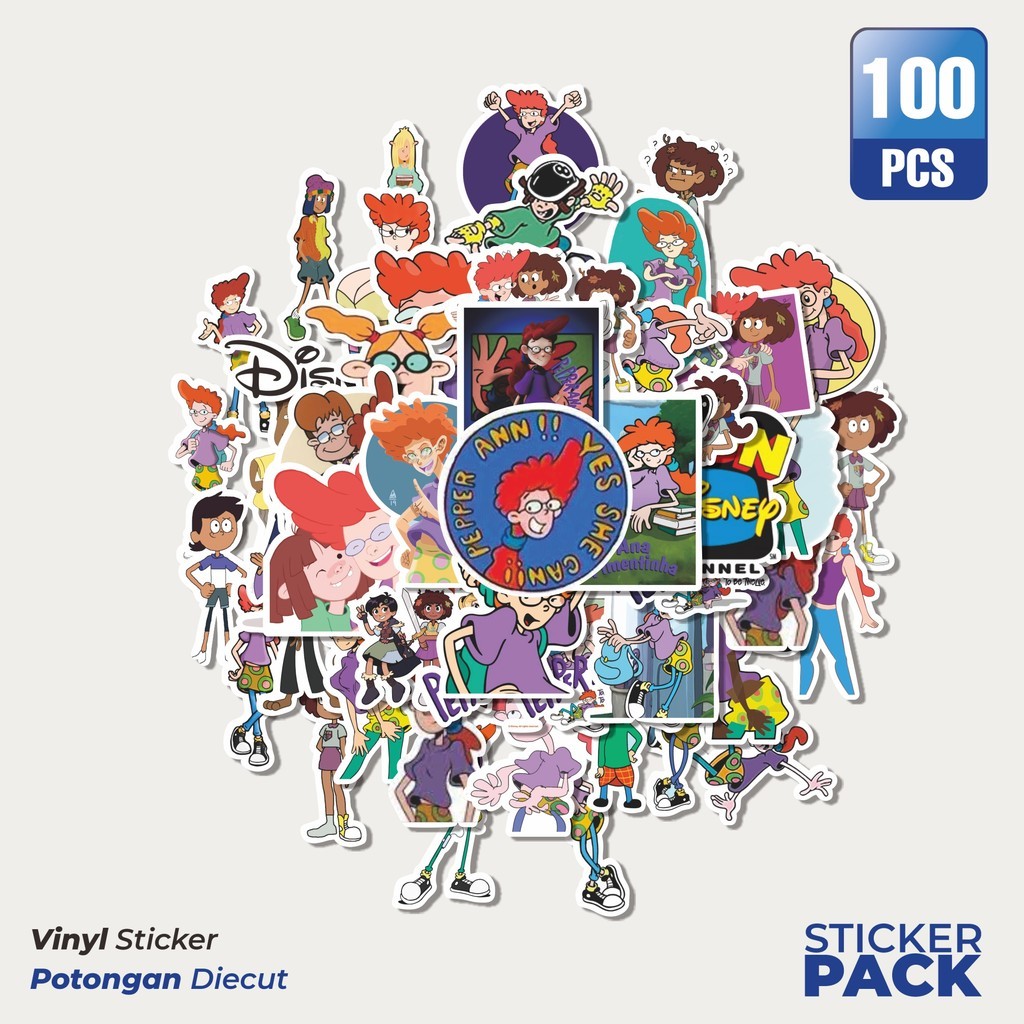 

100 PCS STIKER Animasi Pepper Ann Waterproof Aesthetic- Untuk Laptop, Motor, dan Helm - Paper Stationery Pack