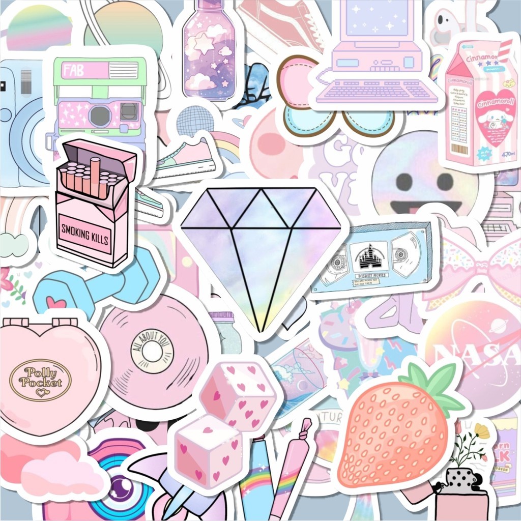 

100PCS Lucu Stiker INS Style Pastel Stiker Aesthetic Stiker Anti Air Stikers Berperekat Waterproof sticker decal buat Motor Helm Buku Journal Koper Casing HP Laptop Botol Minum Hadiah anak
