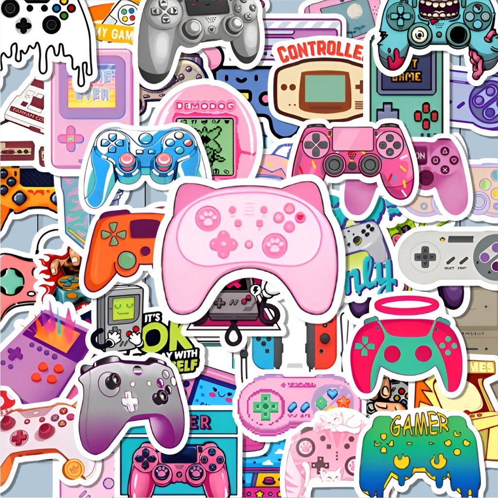 

100PCS Lucu Stiker Gamepad Stiker Aesthetic Stiker Anti Air Stikers Berperekat Waterproof sticker decal buat Motor Helm Buku Journal Koper Casing HP Laptop Botol Minum Hadiah anak