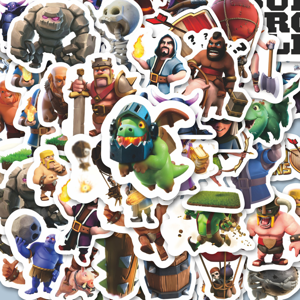 

100PCS Lucu Stiker Game Clash of Clans Stiker Aesthetic Stiker Anti Air Stikers Berperekat Waterproof sticker decal buat Motor Helm Buku Journal Koper Casing HP Laptop Botol Minum Hadiah anak