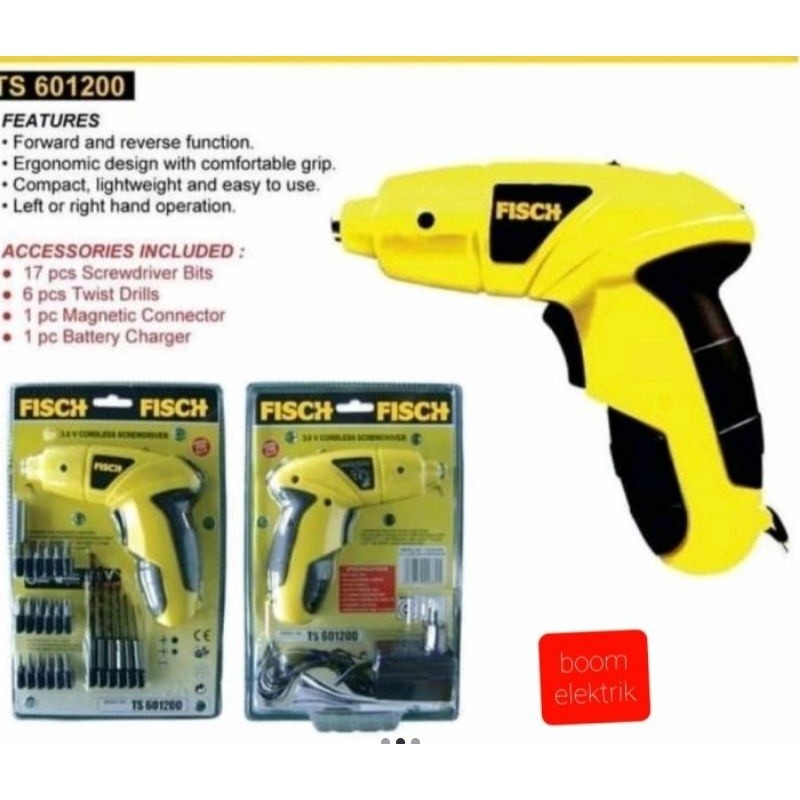BOR CAS FISCH CORDLESS  DRILL /BOR TANGAN WIRELESS FISCH/ OBENG CAS TANPA KABEL FISCH