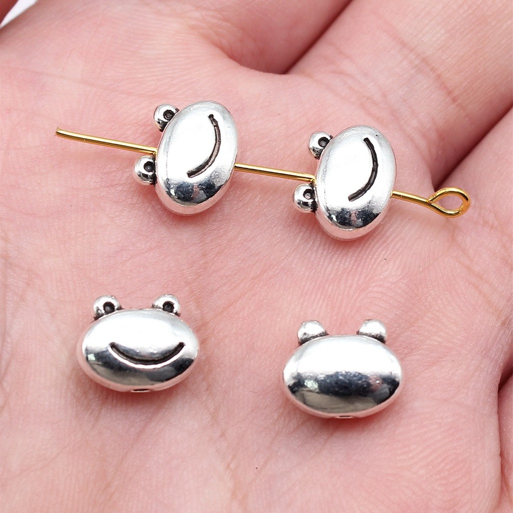

WYSIWYG 20pcs 10.3x8.3x4.7mm Antique Silver Color Cute Frog Head Beads Handmade Jewelry Findings For DIY Jewelry Making