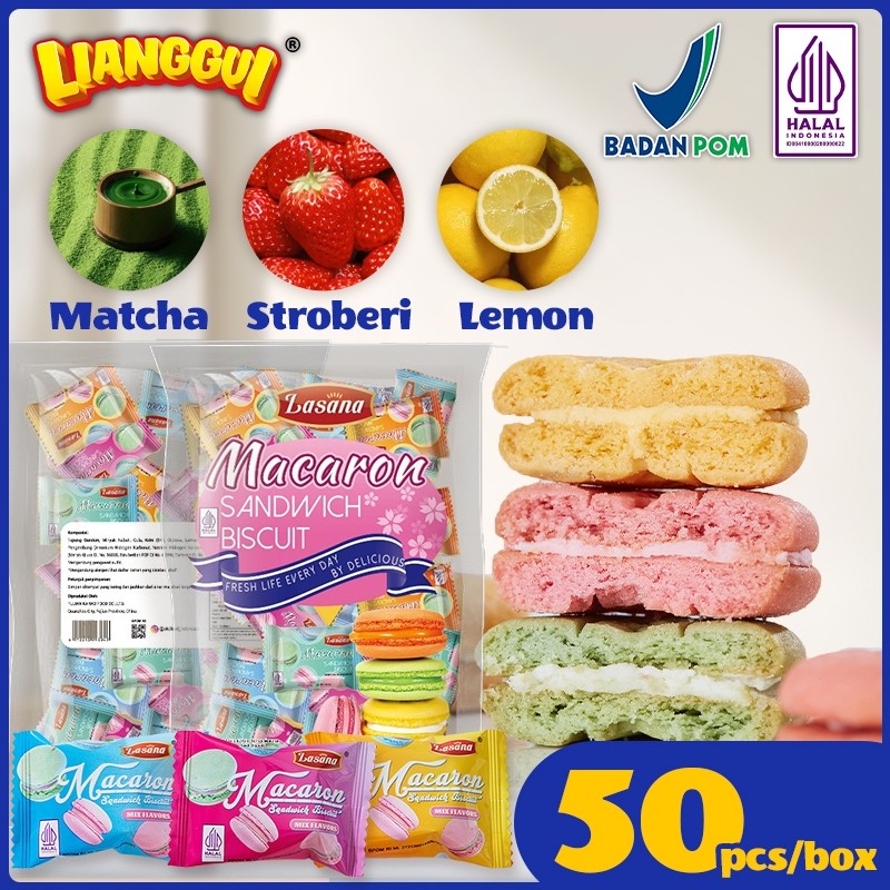 

Lianggui Biskuit Macaron Isi 3 Rasa HALAL - Matcha, Strawberry, Lemon Snack Viral untuk Anak Kantor