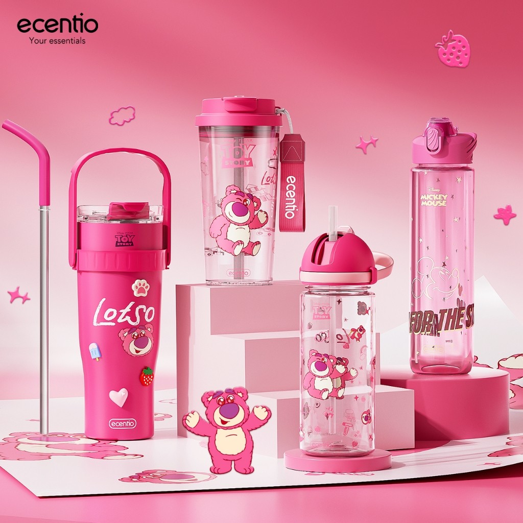 Botol minuman ecentio×Disney tumbler stainless Seri tahan dingin 24 jam Pink Disney botol minum port