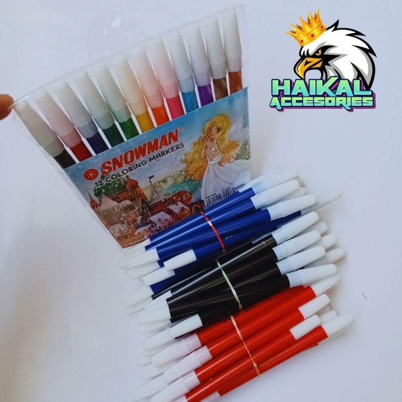 

KlikIniAja 1 Lusin spidol warna snowman PW-12A Isi 12pcs Paket Hemat Untuk Usaha