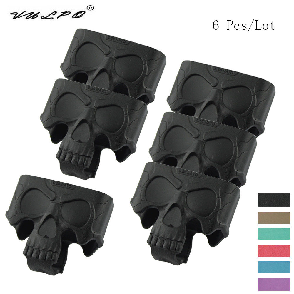 VULPO 6 Pcs/Lot Skull 5.56 NATO Rubber Cage Loops Fast Mag For M4/m16 Magazine Assist Holder Hunting