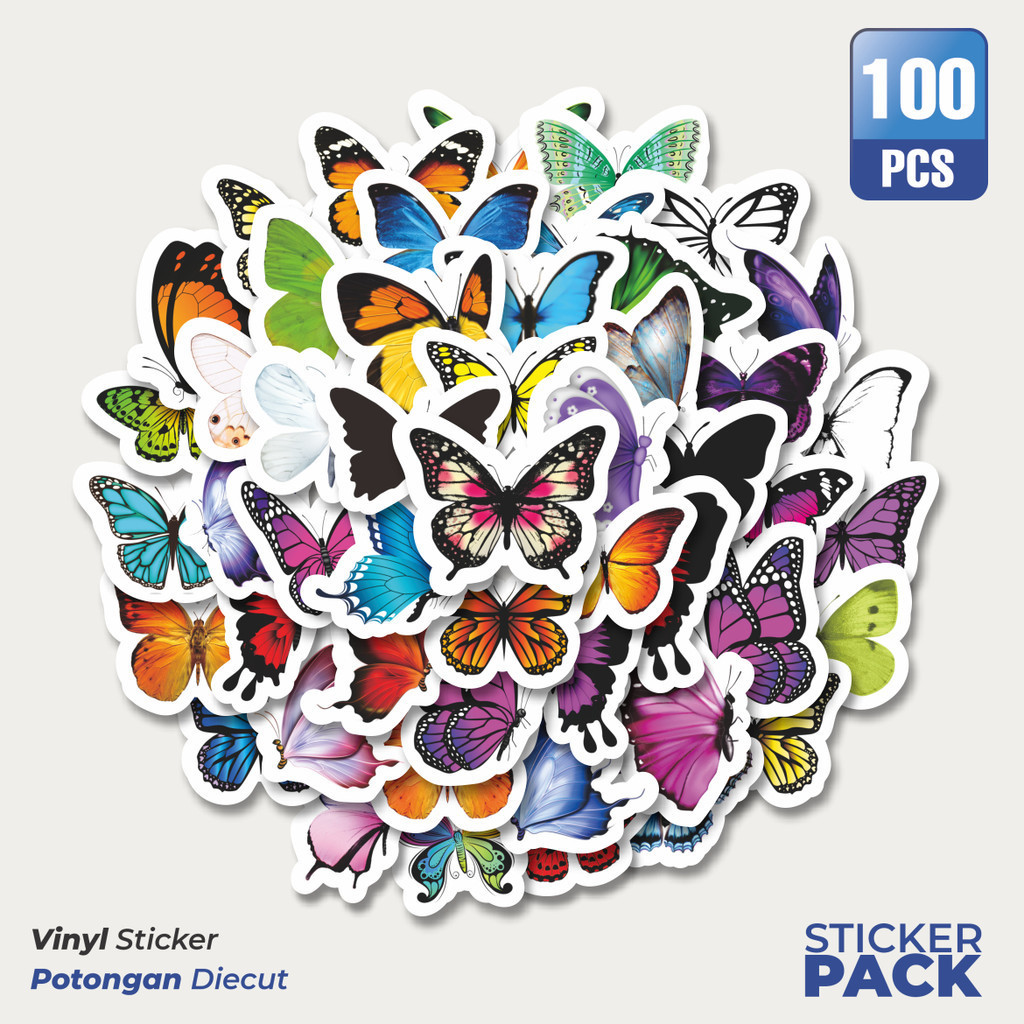 

Stiker Vinyl Stiker Hewan Kupu Kupu Waterproof Aesthetic- Untuk Laptop, Motor, dan Helm - Paper Stationery Pack