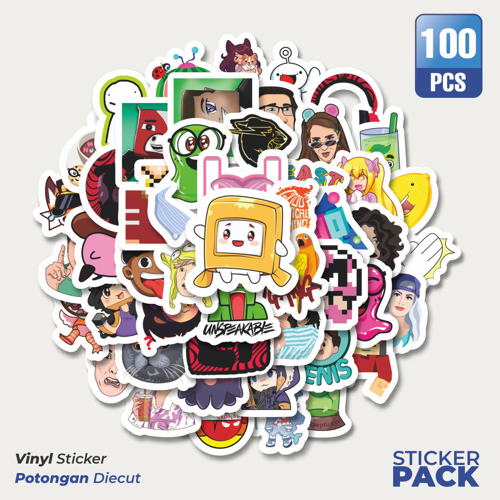 

Stiker Vinyl Stiker Kartun Youtuber Anak Stiker Waterproof Aesthetic- Untuk Laptop, Motor, dan Helm - Paper Stationery Pack