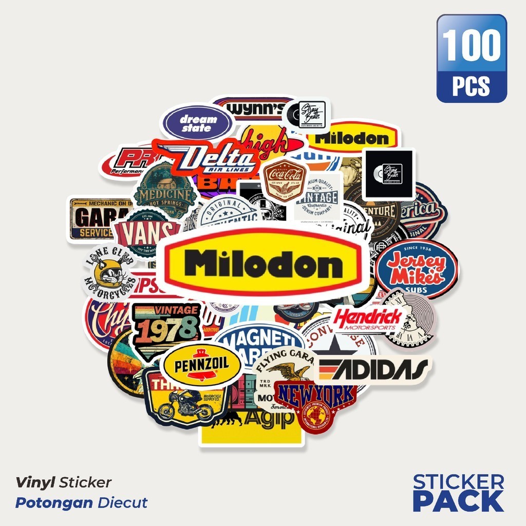 

Stiker Vinyl Stiker Vintage Logo Waterproof Aesthetic- Untuk Laptop, Motor, dan Helm - Paper Stationery Pack