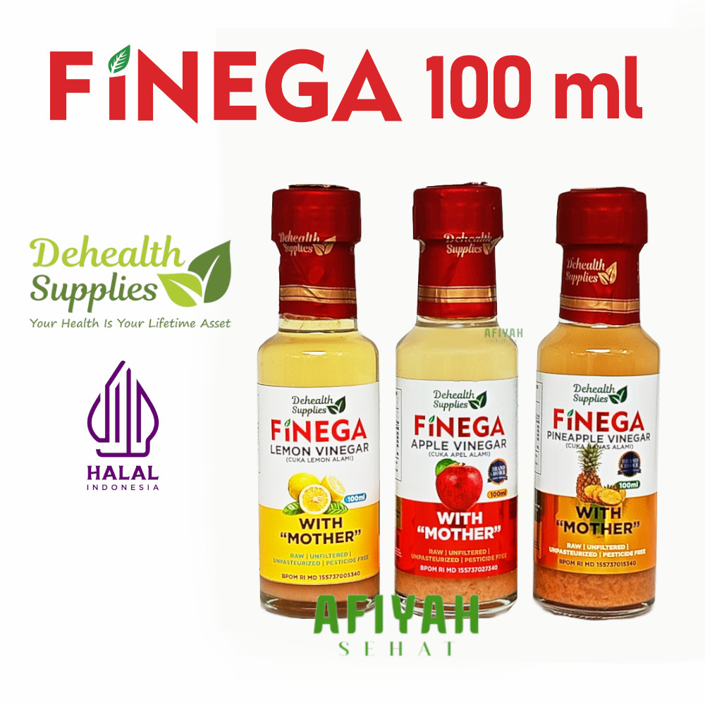 

Finega Cuka Apel, Nanas, Lemon 100 ml Organik with Mother Dehealth Supplies Apple Cider Vinegar