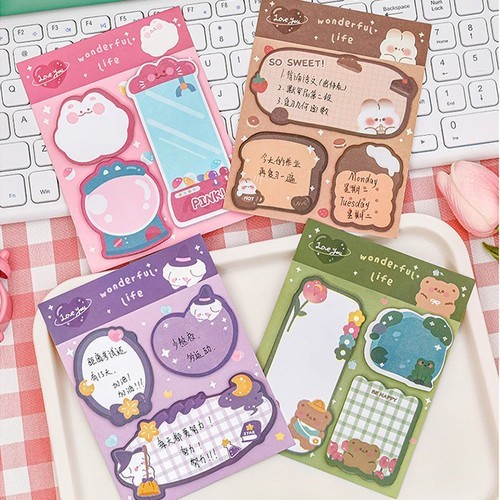 

(Toserba 777) Sticky Notes Lucu isi 3 Karakter Bear Cat Rabbit Tempelan Kertas Catatan 60 Lembar Notes Kertas Tempel Pembatas Buku Motif Hewan Imut Penanda Buku Memo Stick Stationery Memo Pad Convenience Cute 3 IN 1