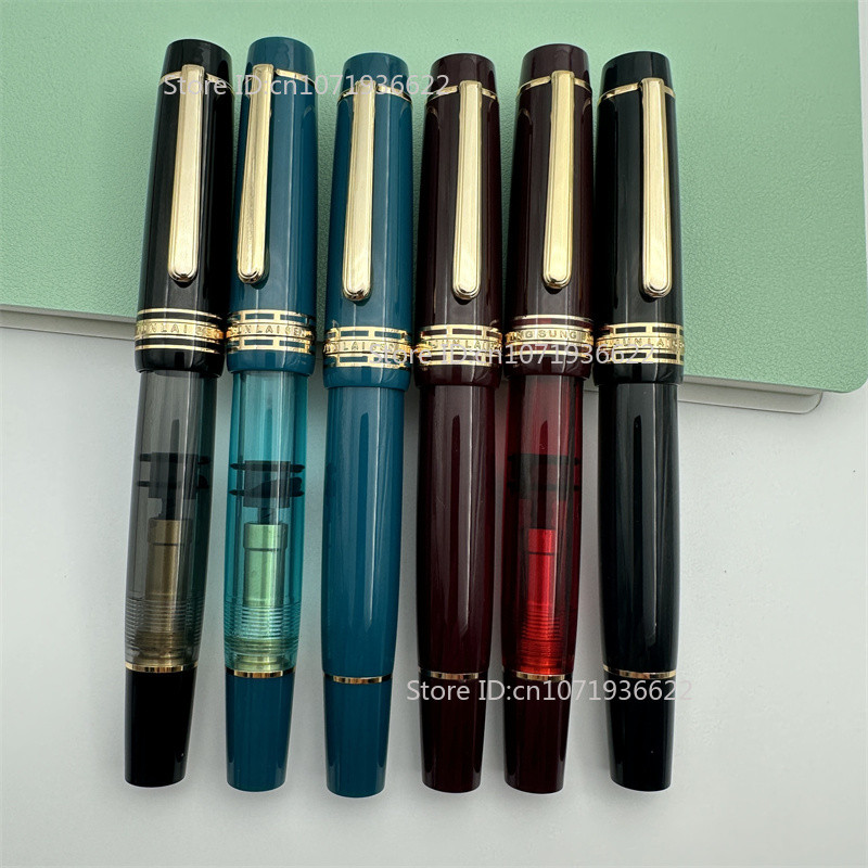 

WingSung 630 Brief Resin Fountain Pen Iraurita 0.5mm NO.8 Nib Piston Resin Gold Clip Pen Stationery Business Writing Gifts
