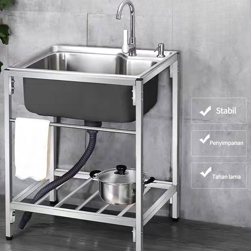 Stainless Steel 7540 meja cuci piring SUS 304 Bak  Kitchen sink Modern Kitchen Sink rak kompor dan w