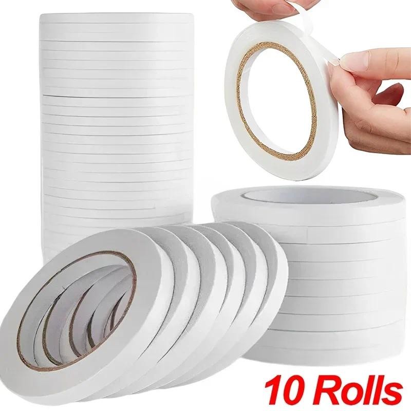 

10 Rolls Double Sided Adhesive Tape 8M Ultra-thin White Strong Tape Sticker for Home Office Craft Double Sided Tape Sticky Paper