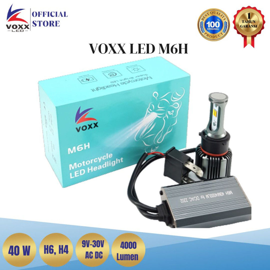VOXX LED Lampu Motor LED M6H AC DC 40W 4000 Lumen 2 Mata H6 H4 2 Sisi