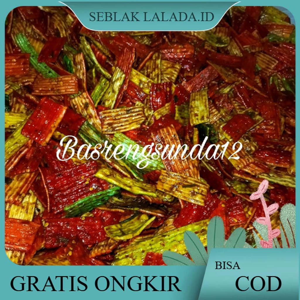 

1KG SEBLAK KERUPUK SISIR WARNA WARNI PEDAS DAUN JERUK Cemilan Keripik Kering Snacks Food Instan Makanan