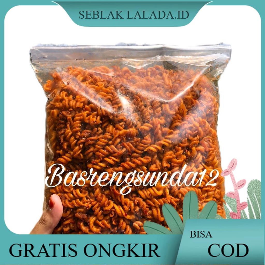 

MAKARONI SPIRAL/ulir/ kriting Extra Pedas Dan Bumbu Balado kemasan 1KG Cemilan Food Instan Snacks Kering Goreng