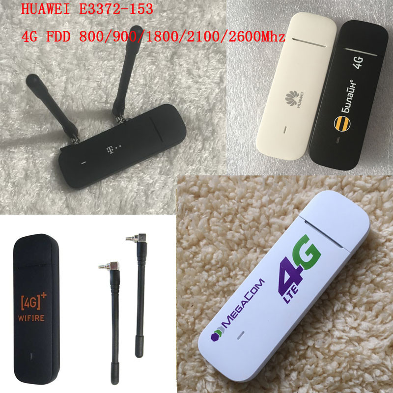 Unlock HUAWEI  E3372h-153  E3372s-153 150Mbps 4G LTE USB Modem Dual Antenna rt Suprt All Band with C