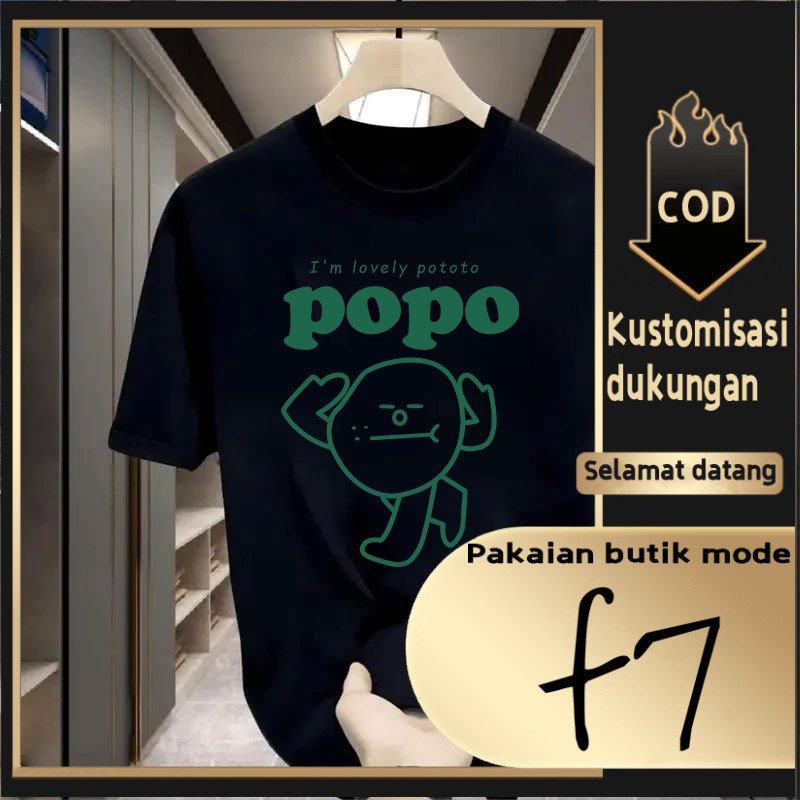 F7 T-shirt Atasan Baju Kaos Oversize Wanita Hitam Lengan Pendek Keren Premium Street Style Dewasa Di