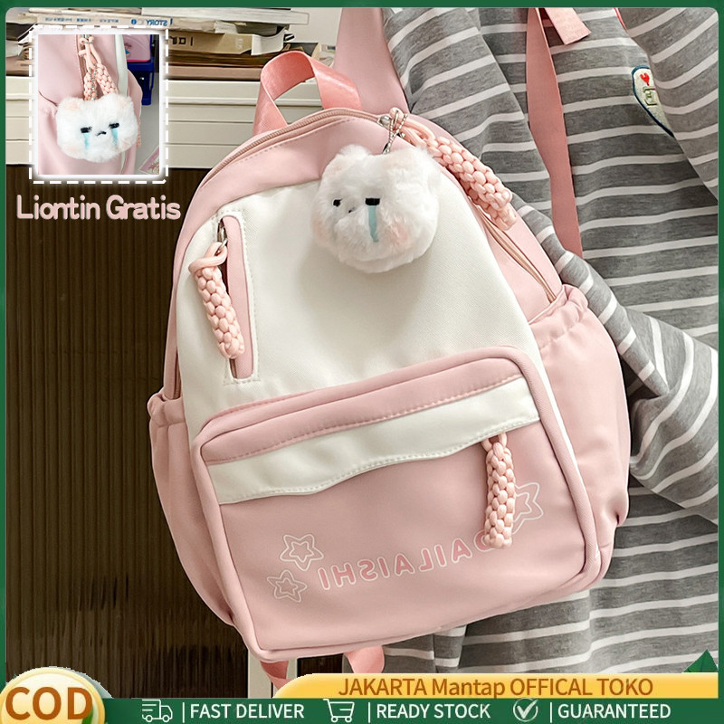 Tas Sekolah Pink Ins Korea Siswa Lucu Tas Ransel Mini Wanita Cantik Tas Ransel Kecil Macaron Kuliah 