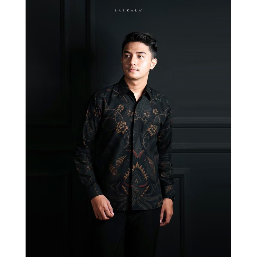 [[New Arrival]] Laskala’ Premium Batik Slimfit Haikal Hitam K08A306 - XXL
