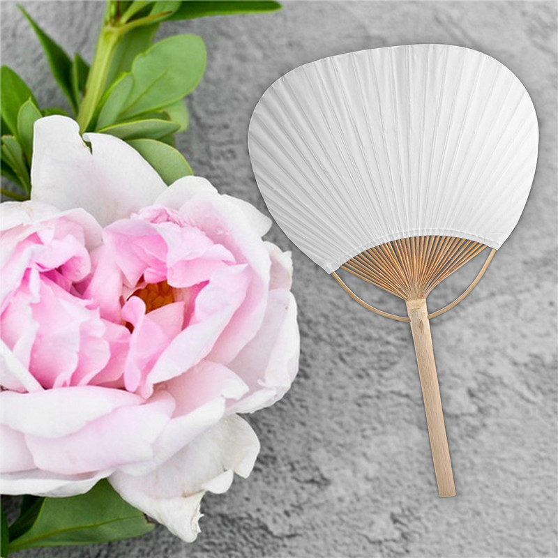 

A34R 20Pcs Pure White Bamboo Handle Blank Calligraphy Painting Blank Group Fan Fan Fan White Fan