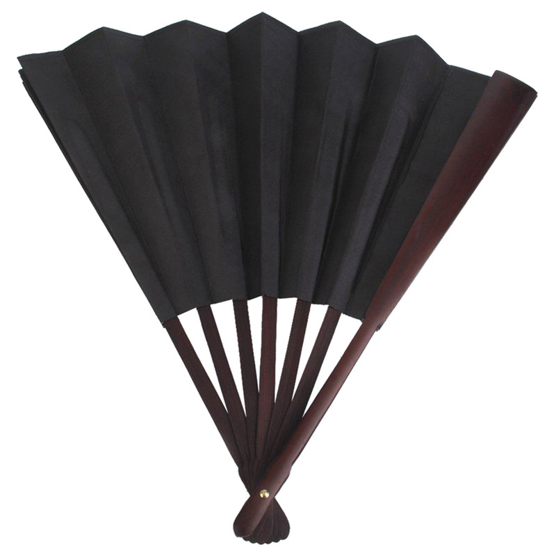 

AB46-3X Folding Blank Hand Fan Calligraphy Writing Dancing Fan For Men's 33Cm - Black