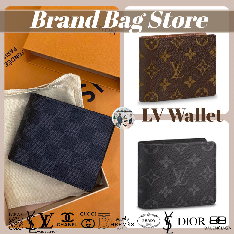 Pria Louis Vuitton LV Klasik Dompet Lipat Ganda Garansi Otentik Dua Tahun (100% Otentik)
