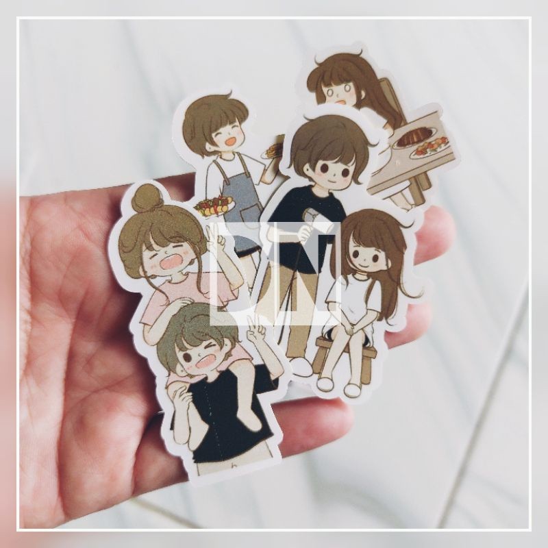 

Stiker Couple Cute Sticker Glossy Cute Couple Random Isi 16 Pcs