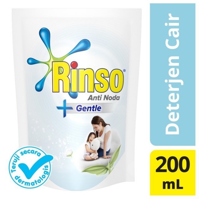 Rinso Gentle Deterjen Cair 200 ml - Perlindungan Dari Bakteri