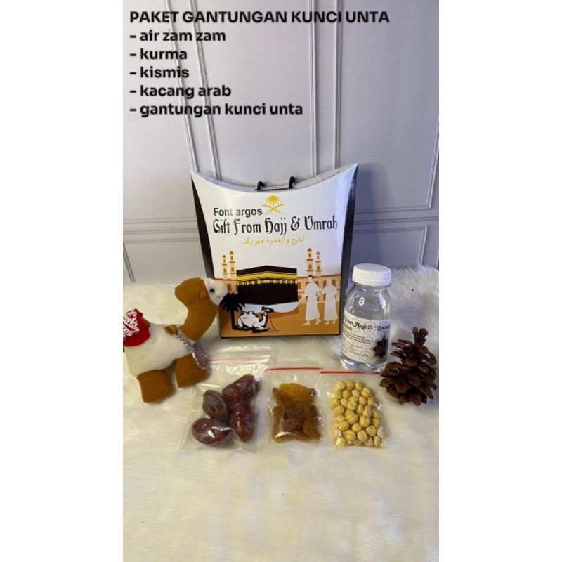 

Paket Oleh-Oleh Haji dan Umroh + gantungan kunci boneka Unta / Hampers Makanan