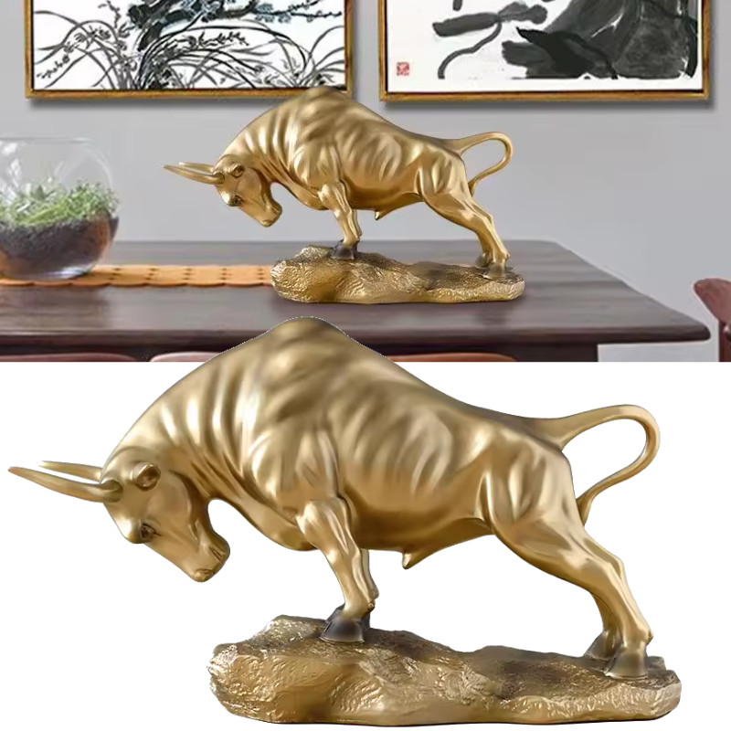 Lucky Golden Bull Patung Banteng Emas Keberuntungan Lambang Bullish/Patung Banteng Kerbau Emas Bahan