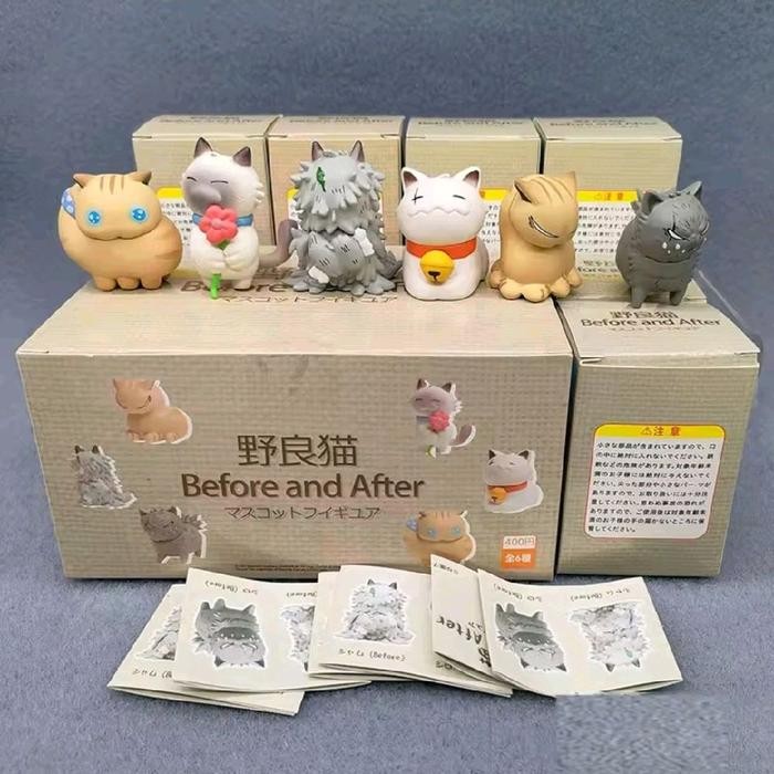 6pcs/Set Mofusand Figure Before and After Siam Shiro Tora 5cm Hadiah